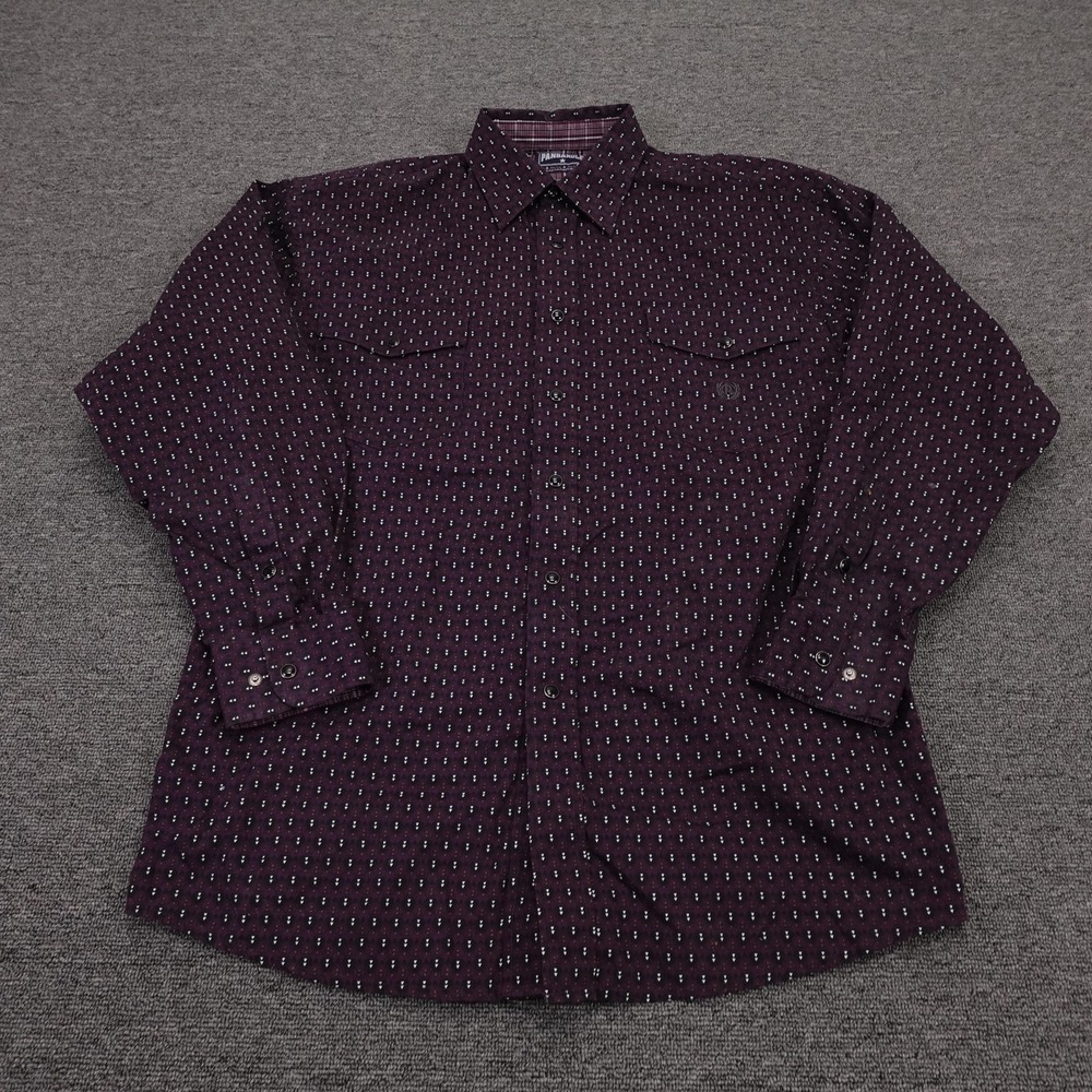 Panhandle Slim Shirt Mens Medium Purple Geometric Long Sleeve Western Snap